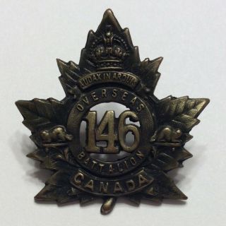Ww1 Canada Cef 146th Battalion Cap Badge Kingston Ontario Voided