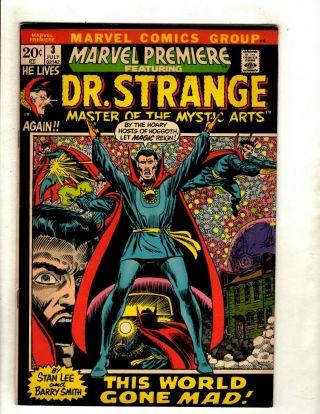 Marvel Premiere 3 Vf Comic Book Feat.  Dr.  Strange Master Mystic Arts World Rs1