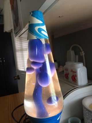 1990s Lava Lite Motion Lamp Blue Swirl 16 1/2”