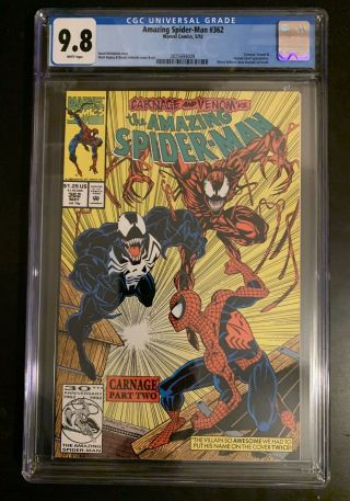 Spider - Man 362 Cgc 9.  8 2nd Appearance Of Carnage No Circulation Venom