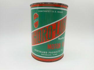 Vintage Northland Thoro Lube Snowmobile Motor Oil Quart Tin Can