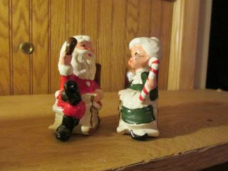 Vintage Lefton Mr.  & Mrs.  Santa Claus In Rocking Chairs Salt & Pepper Shakers 2