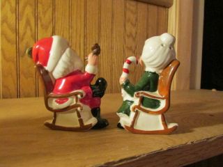 Vintage Lefton Mr.  & Mrs.  Santa Claus In Rocking Chairs Salt & Pepper Shakers 3