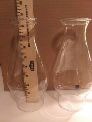 2 Vintage Beaded Glass Oil Hurricane Lamp Chimney Globe Shade 8.  5 " High 3 " Base