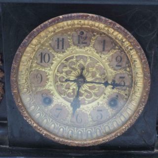 Antique Clock Black Wood Shelf Mantel Clock 2