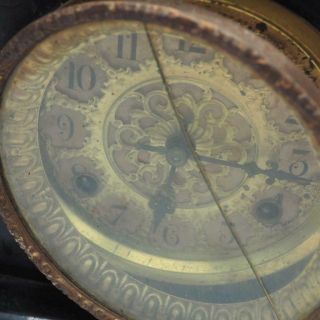 Antique Clock Black Wood Shelf Mantel Clock 3