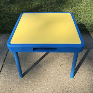 1985 Vintage Fisher Price Child Size Table Blue Yellow Preschool Arts Crafts 919