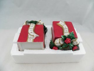 Avon 2001 Gift Wrapped Christmas Boxes Porcelain Tapered Candle Holders
