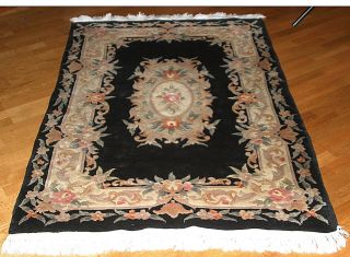 Vintage Authentic Hand Knotted Wool Chinese Art Deco Aubusson 4 