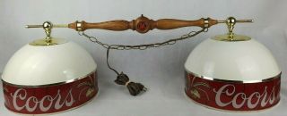 Vintage Double Hanging Old Adolph Coors Pool Table Lights 1970 