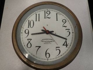 Antique International Time Recording Endicott Ibm Brass Wall Clock