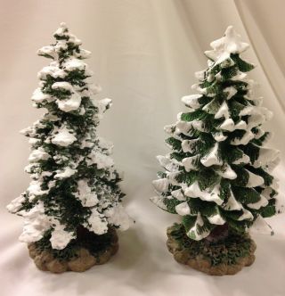 Set Of 2 Snow Covered Pine Trees,  2 Styles,  6 - 1/4 " T X 3 - 1/2 " W,  Euc