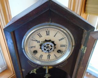 ANTIQUE 1870s GILBERT 30 HOUR TIME STRIKE ALARM MANTLE CLOCK RUNS SERVICED 2