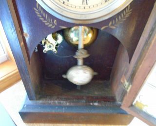 ANTIQUE 1870s GILBERT 30 HOUR TIME STRIKE ALARM MANTLE CLOCK RUNS SERVICED 3