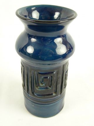Mid Century Modern Italian Rimini Blue Incised Pottery Vase Italy - Bigpelican