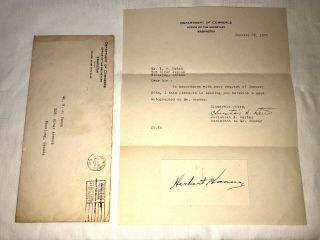 1922 Herbert Hoover Signature Autograph In Envelope Secretary Of Commerce