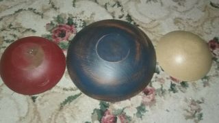 3 Primitive " Antiqued Style " Wood Bowls