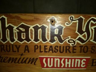 Vintage Sunshine Beer Wood Sign One Of A Kind 3