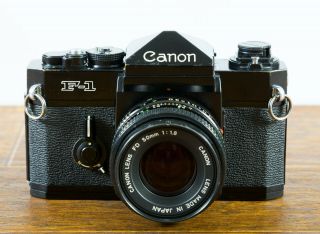 Vintage Canon F - 1 Pro Body,  35mm Film Camera W/50mm F1.  8 Canon Fd Lens