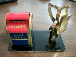 Vintage Metal U.  S.  Mail Box - Envelope Scale And Stamp Dispenser