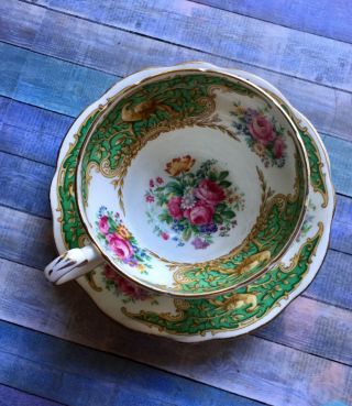 Vintage Teacup And Saucer,  Stunning Peacocks & Roses Pattern
