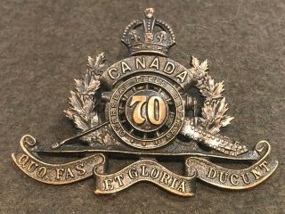 Ww1 Canada 70th Overseas Field Battery Artillery Cap Hat Badge