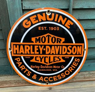 Vintage 1952 Harley Davidson Motorcycle Porcelain Sign Parts & Accessories