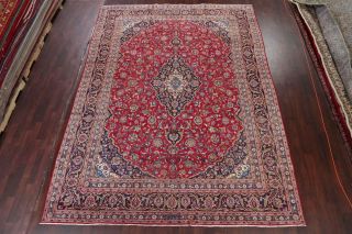 VINTAGE TRADITIONAL FLORAL RED AREA RUG HAND - KNOTTED LIVING ROOM CARPET 9X13 3