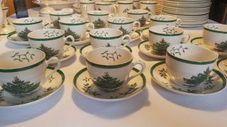 Set Of 6 Vintage Spode England Tea Cup & Saucer Christmas Tree S3324 - A2