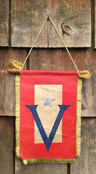 Vintage Wwi Wwii Son In Service ‘v’ Victory 1 Star Windows Banner Flag