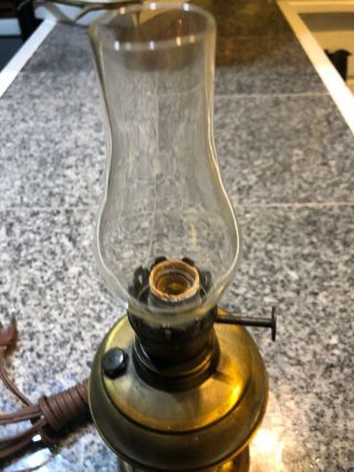 P & A Brass OIL LAMP Electrified 3