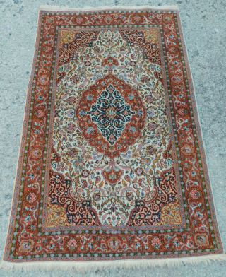Vintage Very Fine Silk Wool Oriental Rug Carpet Handmade Knotted 400 Kpsi 4x5
