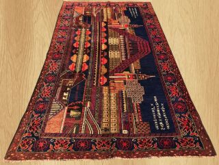 Hand Knotted Vintage Afghan Zakani Balouch Wall Hanging Wool Area Rug 7 X 4 Ft