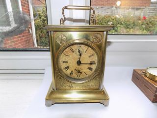 Rare Antique St U.  S.  A.  Brass Bell Strike Alarm Carriage Clock (like Junghans)