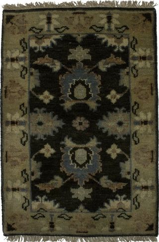 Muted Charcoal Oushak Chobi Accent Rug 2x3 Oriental Fine Wool Rug Carpet