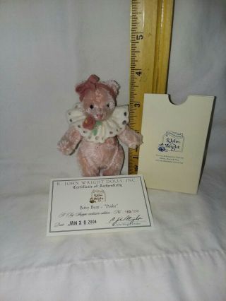 Vintage R.  John Wright 3 3/4 Inch Bitty Bear.  Fully Jointed.  Has Certificate Of