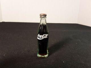 Vintage Mini Miniature Glass Coke Coca - Cola Bottle With Metal Cap 3 " Tall