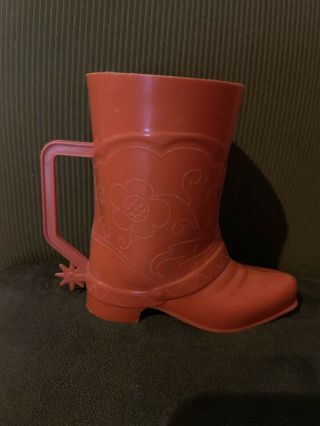50’s Vintage Red Cowboy Boot With Spur Plastic Cup