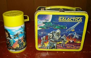 Vintage 1978 Battlestar Galactica Aladdin Metal Lunchbox With Thermos Very