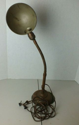Vintage Ge Heavy Cast Iron Base Gooseneck Desk Lamp For Restoration