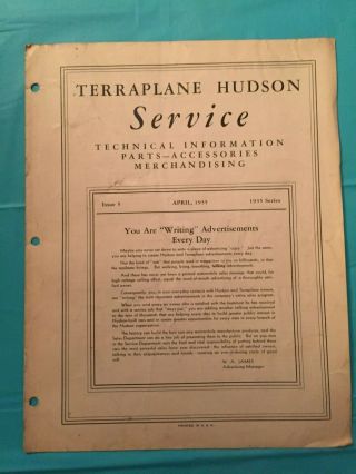 April 1935 " Terraplane Hudson Service News " Car Technician 