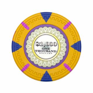 50 Yellow $1000 The 13.  5g Clay Poker Chips - Buy 2,  Get 1