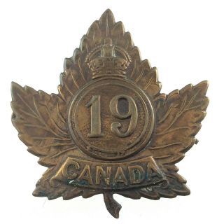19th Canadian Infantry Wwi World War 1 Canada Cap Badge Pin End Bent L854
