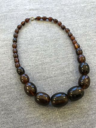 Antique Vintage Cherry Amber Bakelite Beads Necklace 74 G