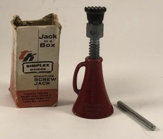 Vintage Simplex Jack In The Box Miniature Screw Jack W/box