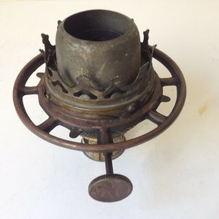 Antique Brass Pittsburgh Success Center Draft Oil Lamp Burner & 4 " Shade Holder
