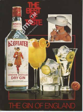 Beefeater London Dry Gin - The Best Of Taste - 1987 Vintage Print Ad