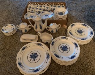 Vintage Mayhill Federalist Ironstone White Roses Service For 14 (73 Piece Set)