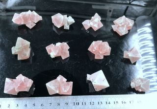 12pcs Rare Pink Octahedron Fluorite From Inner Mongolia