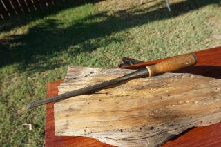 Vintage 3/8 " Stanley No.  720 Bevel Edge Socket Wood Chisel Carpenter,  12  Long